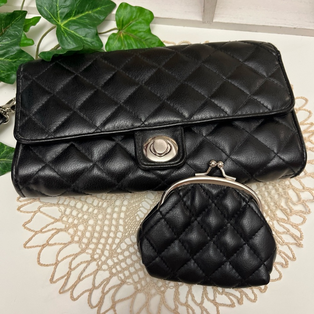 Classic Black Quilted‎ Women's Bag Set